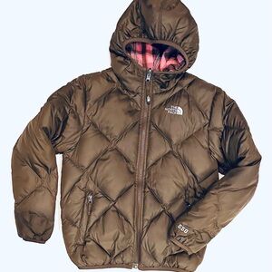 The North Face Brown and Pink Reversible Puffer Jacket – Girls 10/12